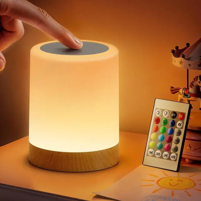 Main image of Night Light for Baby Nursery, Rechargeable Touch Bedside Lamp with Remote, 13 Colors 5 Brightness Adjustable, 1/2/4/6H Timer, Portable Kids Night Light for Bedroom, Bathroom, Camping
