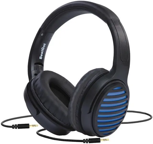 Main image of 772D Headphones Wired, Over-Ear Headphones Foldable Corded Stereo 3.5mm (Black/Blue)