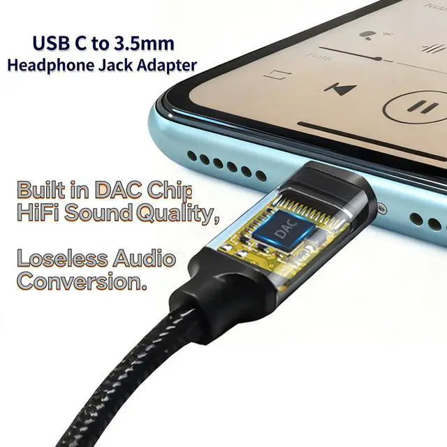 Alt view image 4 of 6 - 3.5mm Headphone Jack Adapter,Type-C to Aux Audio Female Adapter