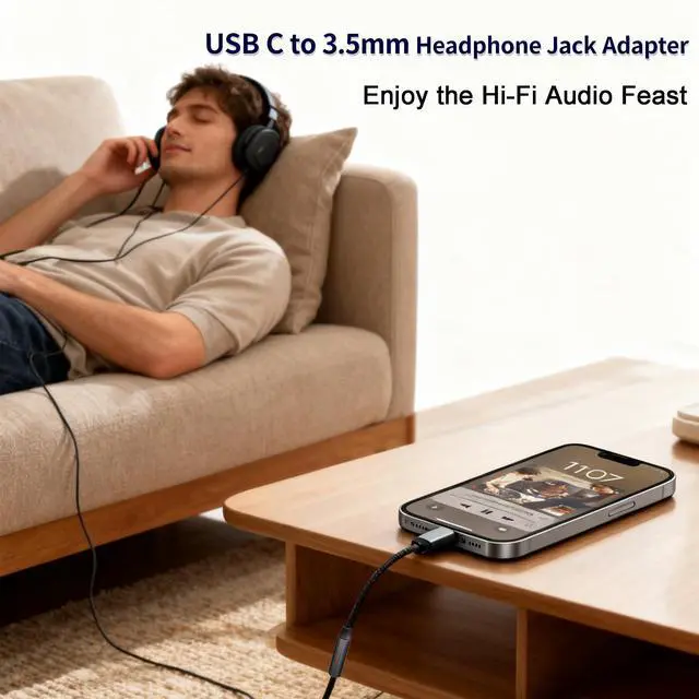 Alt view image 5 of 6 - 3.5mm Headphone Jack Adapter,Type-C to Aux Audio Female Adapter