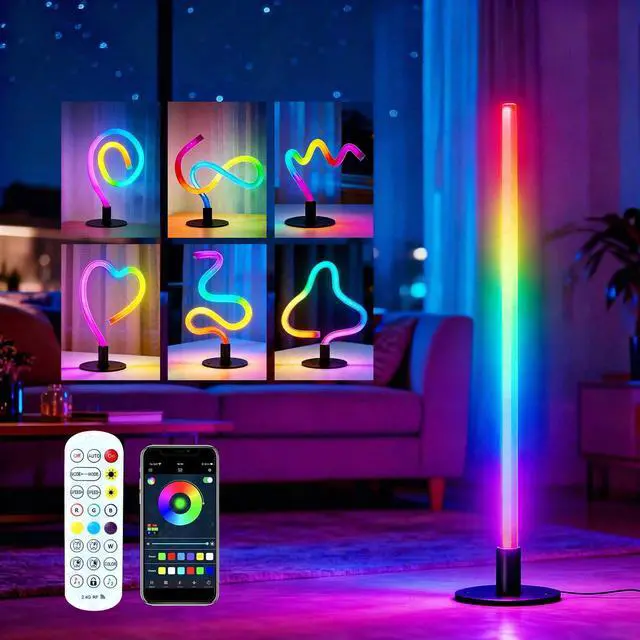 Main image of Corner Floor Lamp,RGB LED Corner Lamp, Transformable Floor Lamp with App and Remote Control,16 Million DIY Colors, Music Sync, Timer Setting for Living Rooms, Gaming Rooms, Bedrooms and Gaming Rooms