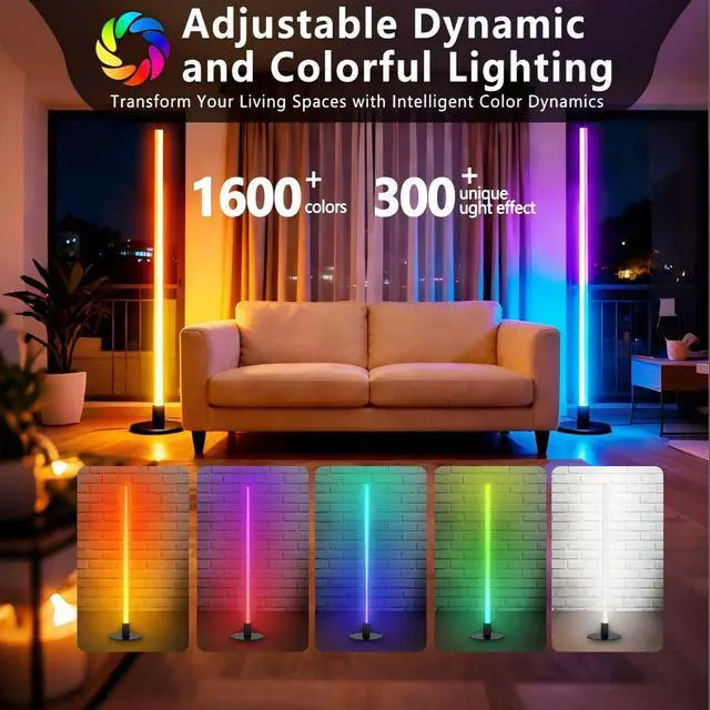 Alt view image 2 of 7 - Corner Floor Lamp,RGB LED Corner Lamp, Transformable Floor Lamp with App and Remote Control,16 Million DIY Colors, Music Sync, Timer Setting for Living Rooms, Gaming Rooms, Bedrooms and Gaming Rooms