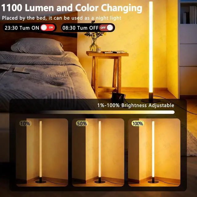 Alt view image 4 of 7 - Corner Floor Lamp,RGB LED Corner Lamp, Transformable Floor Lamp with App and Remote Control,16 Million DIY Colors, Music Sync, Timer Setting for Living Rooms, Gaming Rooms, Bedrooms and Gaming Rooms