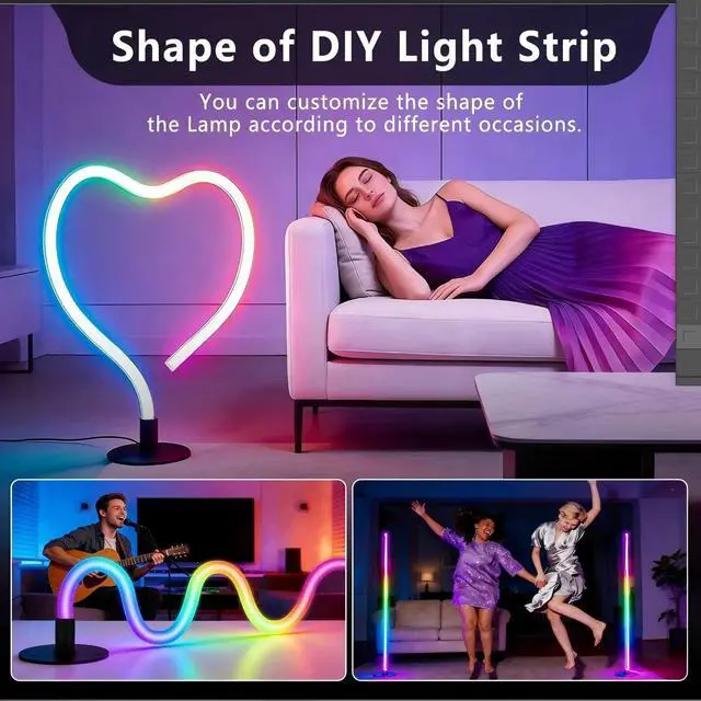 Alt view image 3 of 7 - Corner Floor Lamp,RGB LED Corner Lamp, Transformable Floor Lamp with App and Remote Control,16 Million DIY Colors, Music Sync, Timer Setting for Living Rooms, Gaming Rooms, Bedrooms and Gaming Rooms