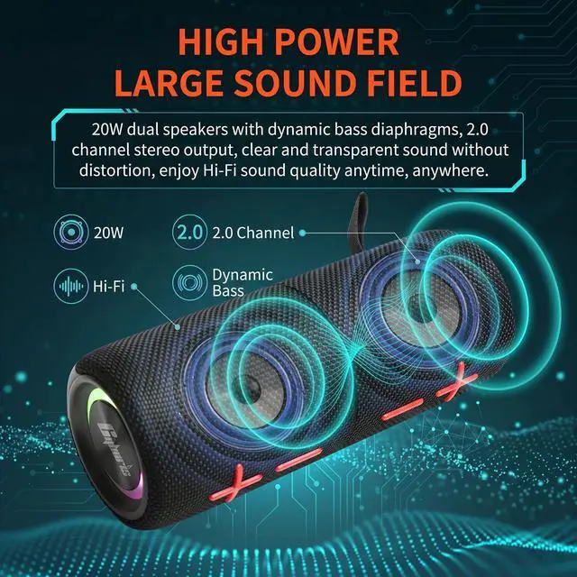 Alt view image 6 of 7 - 2 in 1 Magnetic Dual Splittable Bluetooth Speaker, IPX6 Waterproof Split Portable Wireless Speaker with 20W Loud Stereo Sound, Bluetooth V5.3, 24H Playtime, Multiple pairing for Home,Outdoor or Travel
