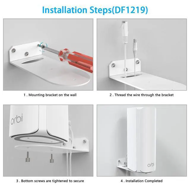 Alt view image 6 of 7 - Wall Mount Holder Compatible with Orbi WiFi 7 Mesh System (RBE770/RBE772/RBE773/RBE370), for Orbi 770/970 /870 Series WiFi Accessories Mounting with Easy Installation and Space Saving (2pack)