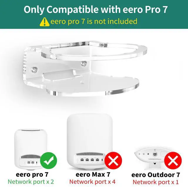 Alt view image 2 of 7 - Wall Mount Made for eero Pro 7 - Secure & Stable with Guardrail Design, Compatible with eero Pro 7, Durable Acrylic Material, Easy Installation (2 Mounts)