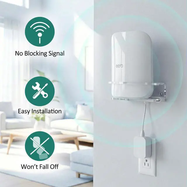 Alt view image 4 of 7 - Wall Mount Made for eero Pro 7 - Secure & Stable with Guardrail Design, Compatible with eero Pro 7, Durable Acrylic Material, Easy Installation (2 Mounts)