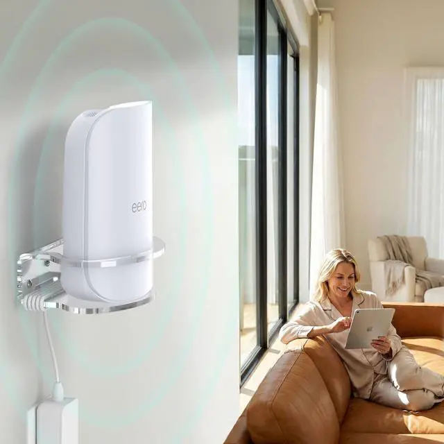 Alt view image 5 of 7 - Wall Mount Made for eero Pro 7 - Secure & Stable with Guardrail Design, Compatible with eero Pro 7, Durable Acrylic Material, Easy Installation (2 Mounts)