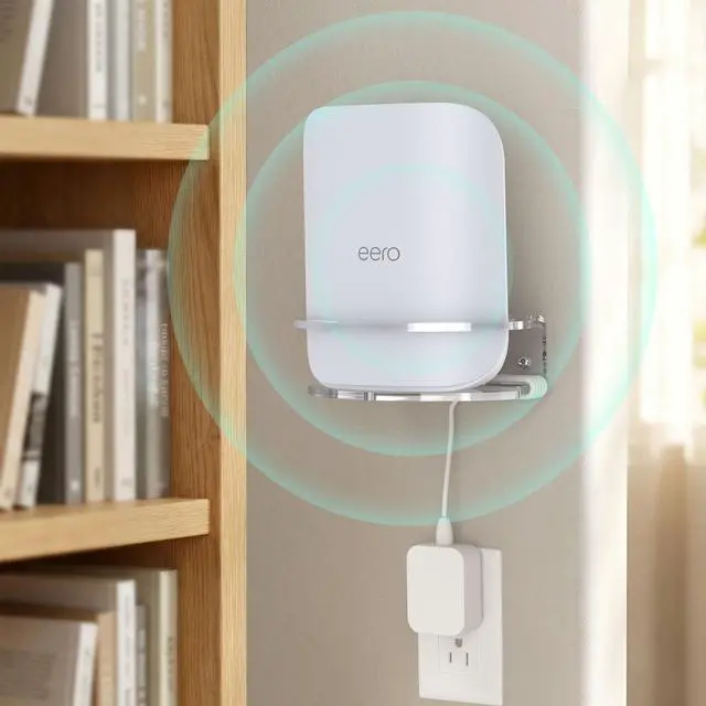 Alt view image 7 of 7 - Wall Mount Made for eero Pro 7 - Secure & Stable with Guardrail Design, Compatible with eero Pro 7, Durable Acrylic Material, Easy Installation (2 Mounts)