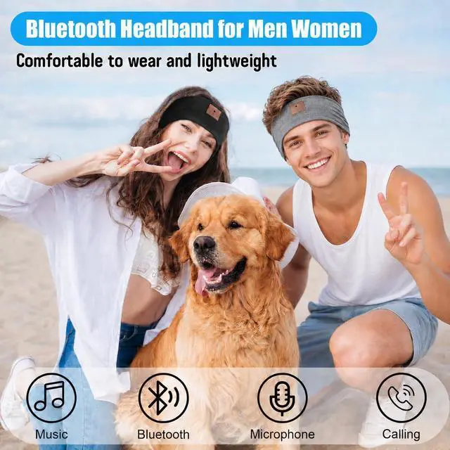 Alt view image 3 of 6 - 2-Pack Sleeping Headphones Wireless Bluetooth 5.4, Headband Headphones with Ultra-Thin Speakers, Bluetooth Headband for Side Sleepers, Running, Workout, Insomniac, Travel, MeditationBlack&Grey