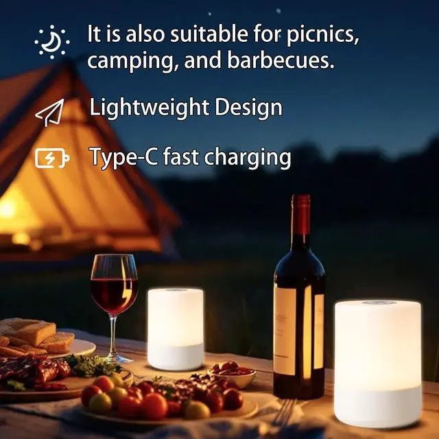 Alt view image 4 of 6 - Touch Bedside Lamp, Portable Night Light, 3-Color Dimmable LED, USB Rechargeable with Remote & Timer for Bedroom, Nursery, Camping (A-Light-Touch&Remote)