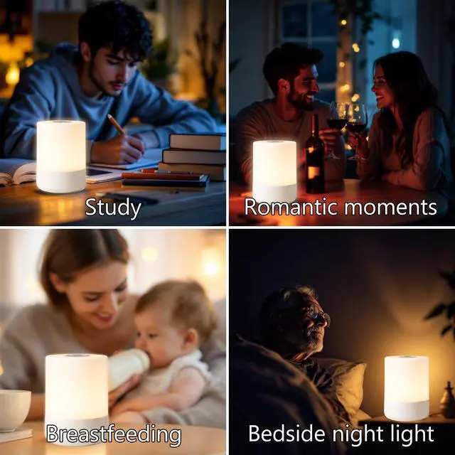 Alt view image 5 of 6 - Touch Bedside Lamp, Portable Night Light, 3-Color Dimmable LED, USB Rechargeable with Remote & Timer for Bedroom, Nursery, Camping (A-Light-Touch&Remote)