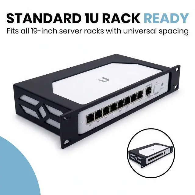 Alt view image 5 of 7 - 1U Server Rack Mount for UniFi Switch Lite 8 PoE Secure 19-Inch Shelf Bracket | Snap-in Design No Tools Required | Home Lab and IT Closet Network Organizer