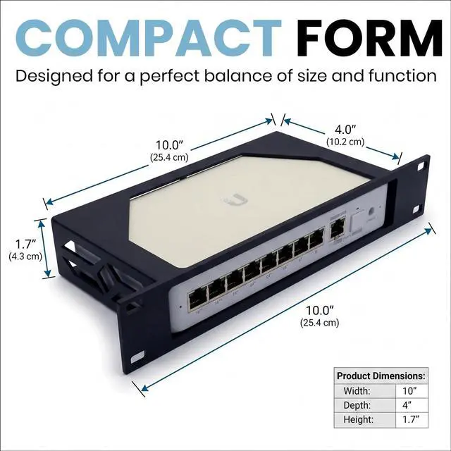 Alt view image 6 of 7 - 1U Server Rack Mount for UniFi Switch Lite 8 PoE Secure 19-Inch Shelf Bracket | Snap-in Design No Tools Required | Home Lab and IT Closet Network Organizer