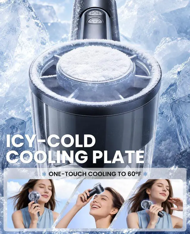 Alt view image 2 of 7 - Handheld Fan with Ice Cooler, 13H Runtime, 16000RPM Turbo Motor, 100-Speed, 4000mAh Rechargeable Personal Fan, Portable Mini Hand Fan for Travel Outdoor Makeup Black