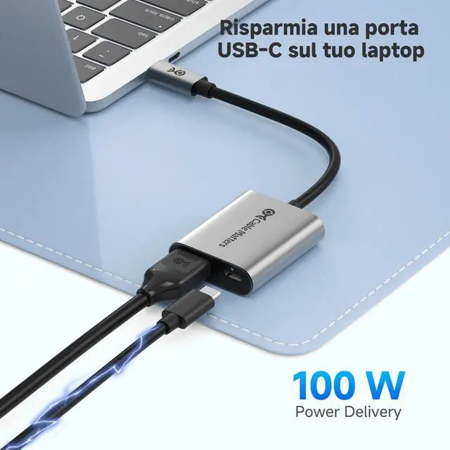 Alt view image 3 of 7 - 48Gbps USB C to HDMI 2.1 Adapter with 100W Charging, 4K 240Hz /8K 60Hz HDR - Thunderbolt 4 Compatible with iPhone 16/15 Pro Max (Max Resolution on Any MacBook is 4K@60Hz)