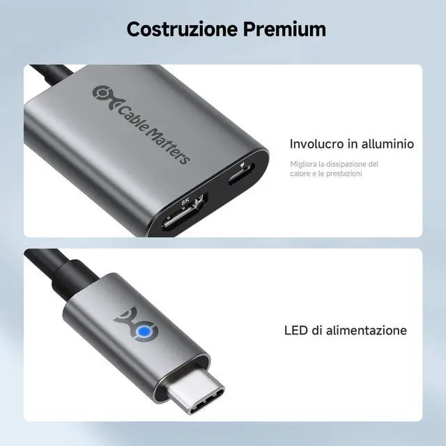 Alt view image 6 of 7 - 48Gbps USB C to HDMI 2.1 Adapter with 100W Charging, 4K 240Hz /8K 60Hz HDR - Thunderbolt 4 Compatible with iPhone 16/15 Pro Max (Max Resolution on Any MacBook is 4K@60Hz)