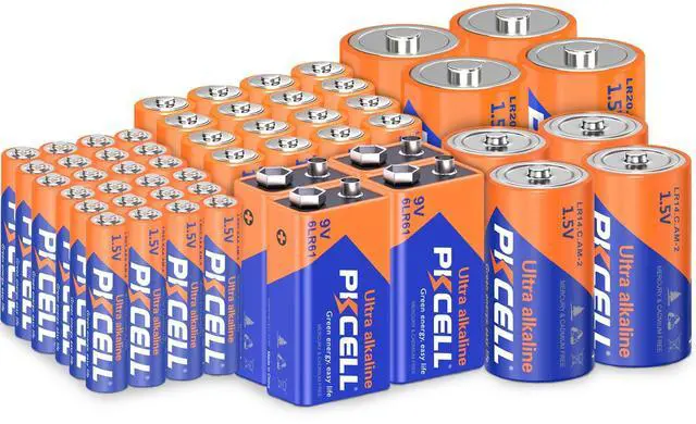 Main image of 52 Counts Alkaline Battery Variety Pack, 16 AA, 24 AAA, 4 C, 4 D,4 9 Volt Batteries, Assorted Batteries Set