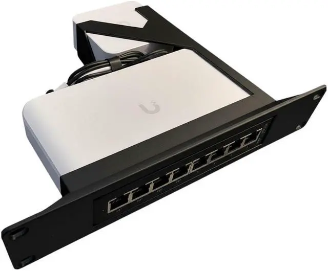 Main image of 10" Network Rack Mount Compatible with UniFi Lite 8 PoE Switch Ubiquiti USW-LITE-8-POE 52W (Black)