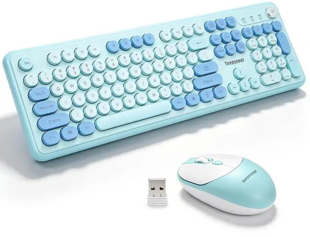 Main image of Wireless Keyboard and Mouse Combo, 2.4G Full-Size Keyboard Mouse Set, Plug & Play, Quiet Click, Ergonomic Design, Compatible with Windows, Mac, Laptop, Desktop, Computer (T801A-Blue)
