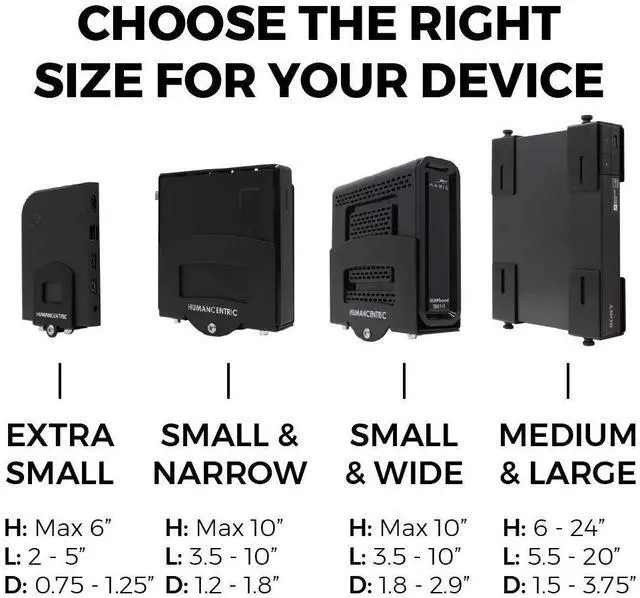 Main image of Adjustable Device Wall Mount, Cable Box and Modem Bracket, Adjustable Wall Adapter for Small and Wide or Narrow Devices Like Cable Boxes, Modems, DVD Players on The Wall Behind TV
