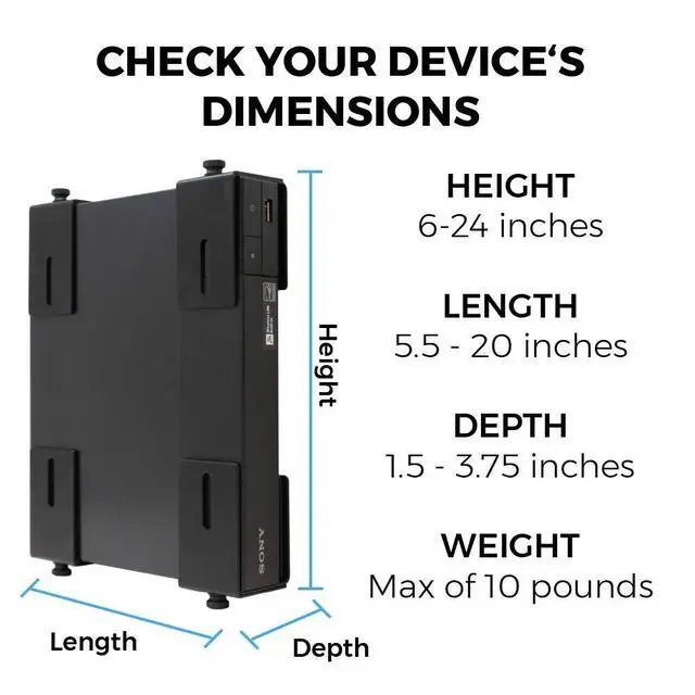 Alt view image 2 of 6 - Adjustable Device Wall Mount, Cable Box and Modem Bracket, Adjustable Wall Adapter for Small and Wide or Narrow Devices Like Cable Boxes, Modems, DVD Players on The Wall Behind TV