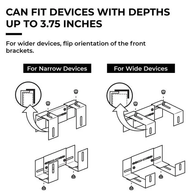 Alt view image 4 of 6 - Adjustable Device Wall Mount, Cable Box and Modem Bracket, Adjustable Wall Adapter for Small and Wide or Narrow Devices Like Cable Boxes, Modems, DVD Players on The Wall Behind TV