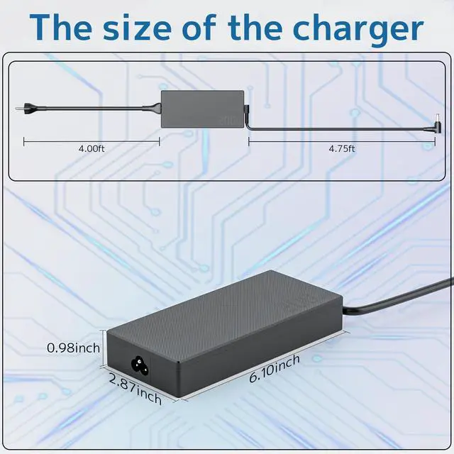 Alt view image 2 of 7 - Charger 200W 20V 10A Replacement for Asus Gaming Laptop, Zephyrus G15 F17 GA503 GA503QR GA503RM Tuf A15 F15 Zenbook Rog Strix G17 G15 Hero II III Vivobook ADP-200JB D Power Supply Cord AC Adapter
