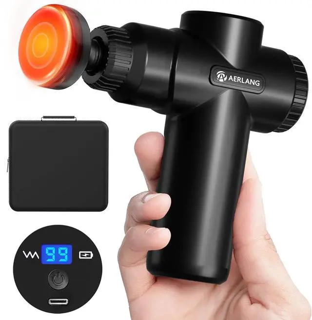 Main image of Massage Gun with Heat Mini Massager Mothers Day Gifts for Mom Muscle Massager Back Massager for Pain Relief Deep Tissue Body Massager Handheld Massager with a Carrying Case Black