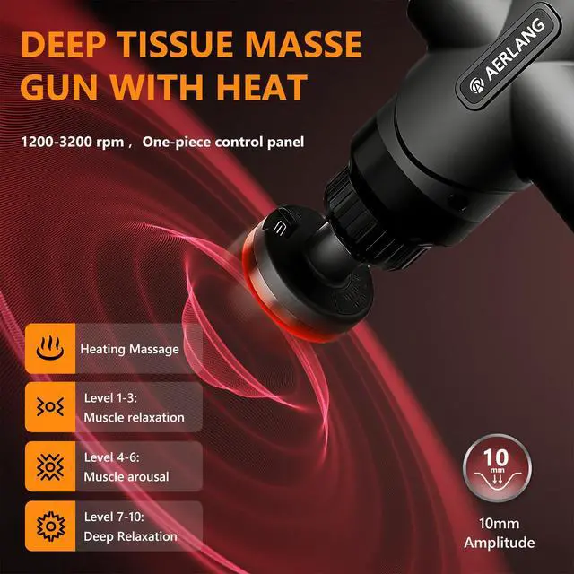Alt view image 3 of 7 - Massage Gun with Heat Mini Massager Mothers Day Gifts for Mom Muscle Massager Back Massager for Pain Relief Deep Tissue Body Massager Handheld Massager with a Carrying Case Black