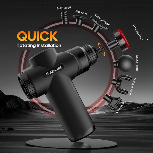 Alt view image 4 of 7 - Massage Gun with Heat Mini Massager Mothers Day Gifts for Mom Muscle Massager Back Massager for Pain Relief Deep Tissue Body Massager Handheld Massager with a Carrying Case Black