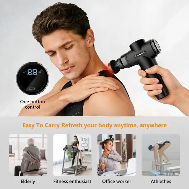 Alt view image 6 of 7 - Massage Gun with Heat Mini Massager Mothers Day Gifts for Mom Muscle Massager Back Massager for Pain Relief Deep Tissue Body Massager Handheld Massager with a Carrying Case Black