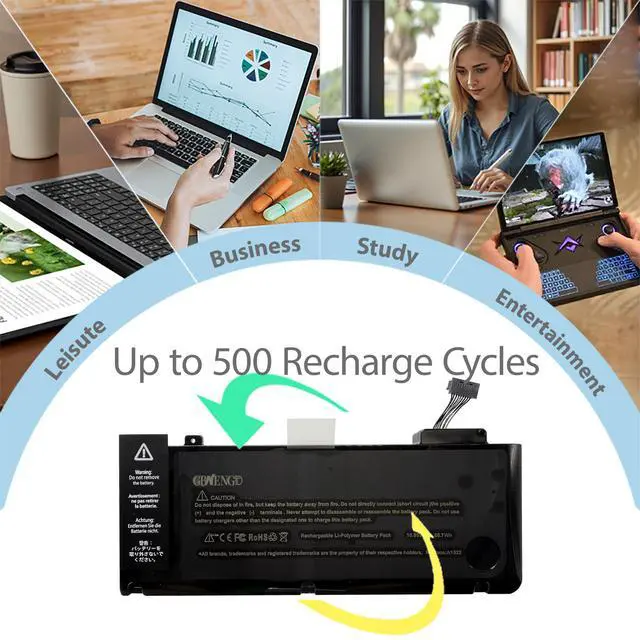 Alt view image 6 of 6 - A1322 Laptop Battery Replacement for A1278 MacBook Pro 13 inch Mid 2009 2010 2012 Early 2011 Late 2011 Version 661-5229 661-5557 020-6547-A 020-6765-A 6-Cell