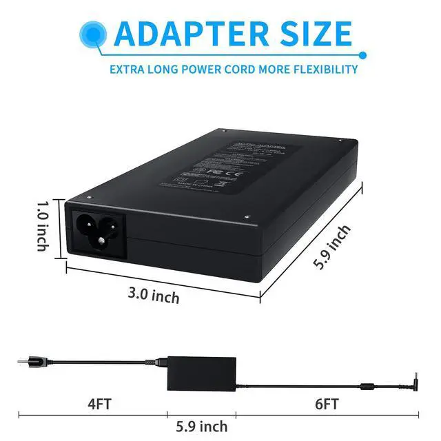 Alt view image 7 of 7 - Replacement for HP 120W Power Adapter Compatible with HP USB-C Dock G5 L41856-001 TPN-LA18 5TW13AA Envy 15 17 Series Omen 15-5000 5100 5200 710415-001 Power Supply Cord Blue Tip