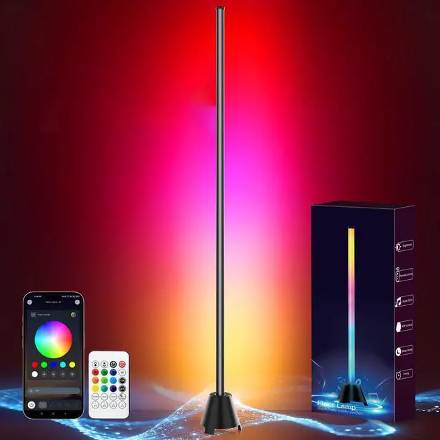 Main image of Floor Lamp with Speaker, RGBICW Led Floor Lamp for Bedroom USB Powered, App & Remote Controlled Standing Lamps for Living Room, RGB Led Corner Lamp, Music Sync Led Lamp, Gaming Lights for TV, PC