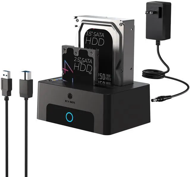 Main image of Hard Drive Docking Station Dual Bay USB 3.0 to SATA with Duplicator/Offline Clone Function External Hard Drive Dock for 2.5''/3.5'' HDD SSD Max Up to 60TB (30TB*2) Support UASP Plug&Play