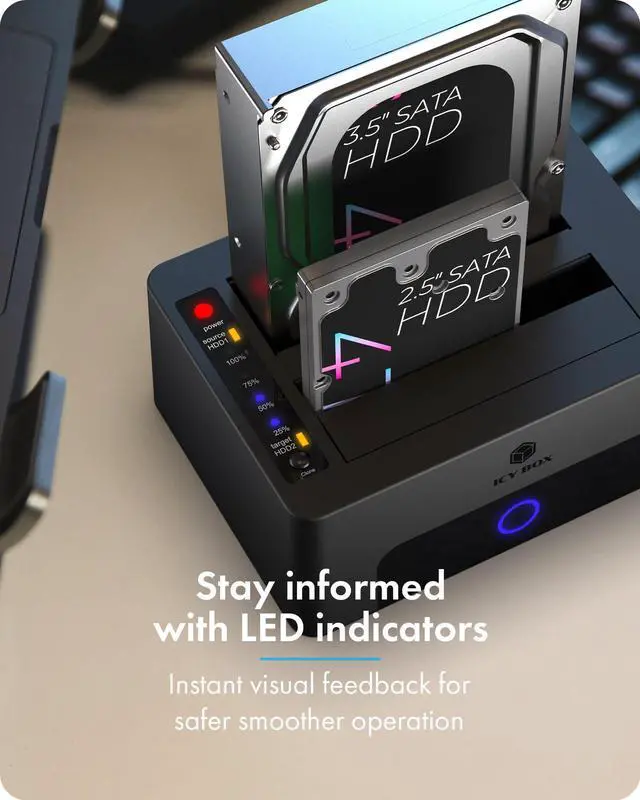 Alt view image 4 of 7 - Hard Drive Docking Station Dual Bay USB 3.0 to SATA with Duplicator/Offline Clone Function External Hard Drive Dock for 2.5''/3.5'' HDD SSD Max Up to 60TB (30TB*2) Support UASP Plug&Play