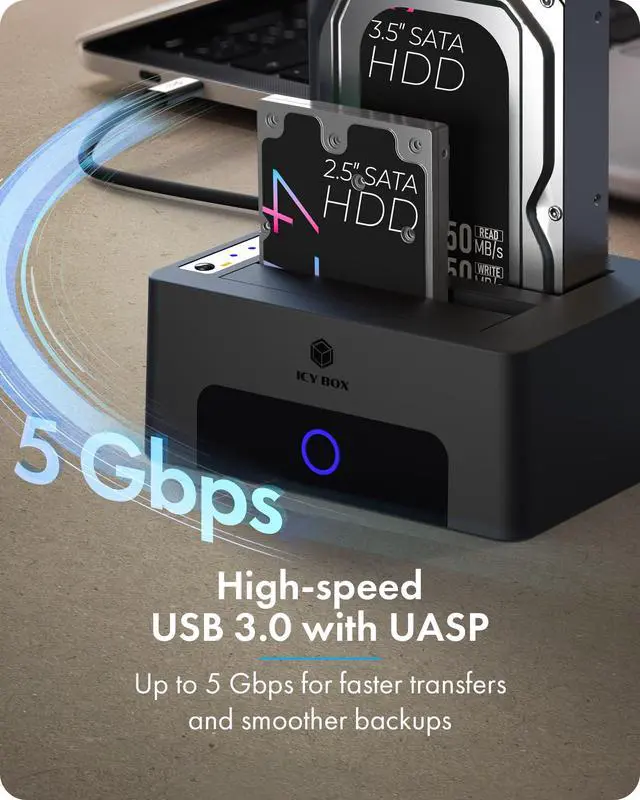 Alt view image 5 of 7 - Hard Drive Docking Station Dual Bay USB 3.0 to SATA with Duplicator/Offline Clone Function External Hard Drive Dock for 2.5''/3.5'' HDD SSD Max Up to 60TB (30TB*2) Support UASP Plug&Play