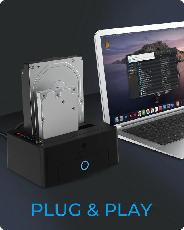 Alt view image 7 of 7 - Hard Drive Docking Station Dual Bay USB 3.0 to SATA with Duplicator/Offline Clone Function External Hard Drive Dock for 2.5''/3.5'' HDD SSD Max Up to 60TB (30TB*2) Support UASP Plug&Play