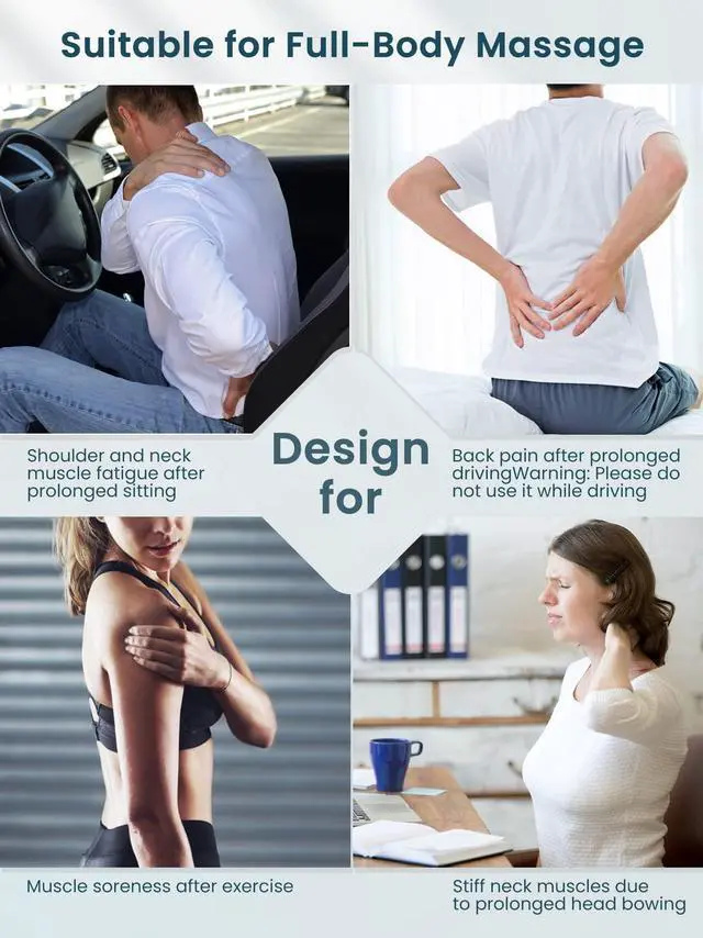 Alt view image 5 of 6 - Shiatsu Neck and Back Massager with Soothing Heat, Electric Shoulder Massage 8 Nodes Deep Tissue 3D Kneading Massages for Pain Relief, Best Christmas Gifts for Man, Woman, Friends, Parents