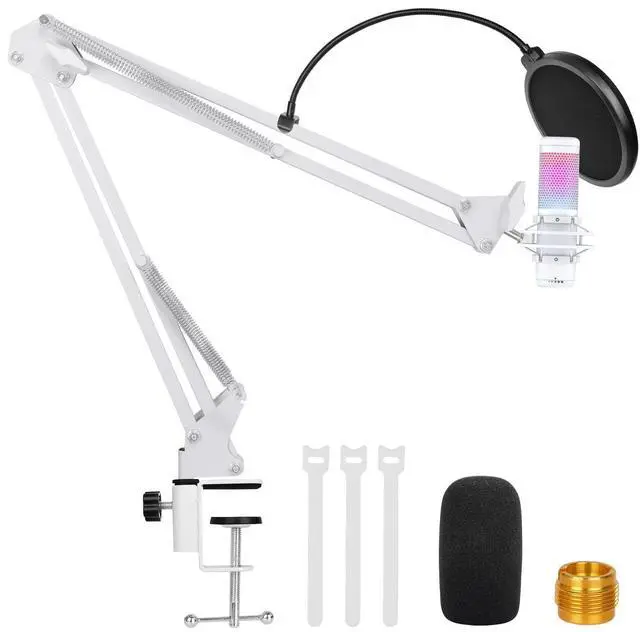 Main image of White Boom Arm for Hyperx Quadcast S, Adjustable Hyperx Quadcast White Mic Stand Microphone Arm Compatible with Hyperx Quadcast with Pop Filter,Mic Cover, By ChromLives