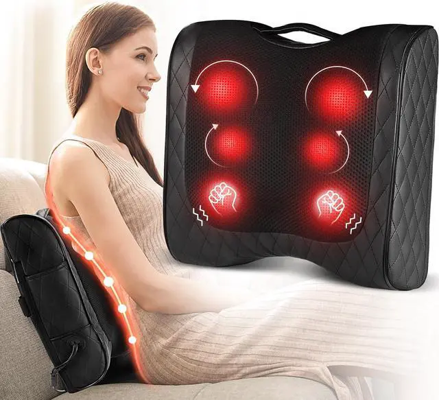 Main image of Back Massager with Heat, Percussion & Shiatsu 2-in-1 Massager for Lower Back Pain Relief, 3D Deep Tissue Kneading Massage Pillow for Back, Waist, Leg, Foot Relax, Gifts for Women Men