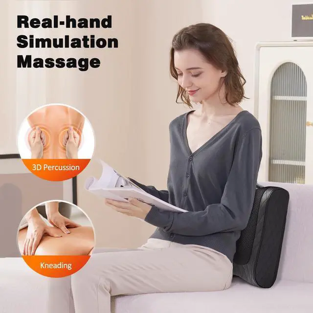 Alt view image 2 of 7 - Back Massager with Heat, Percussion & Shiatsu 2-in-1 Massager for Lower Back Pain Relief, 3D Deep Tissue Kneading Massage Pillow for Back, Waist, Leg, Foot Relax, Gifts for Women Men