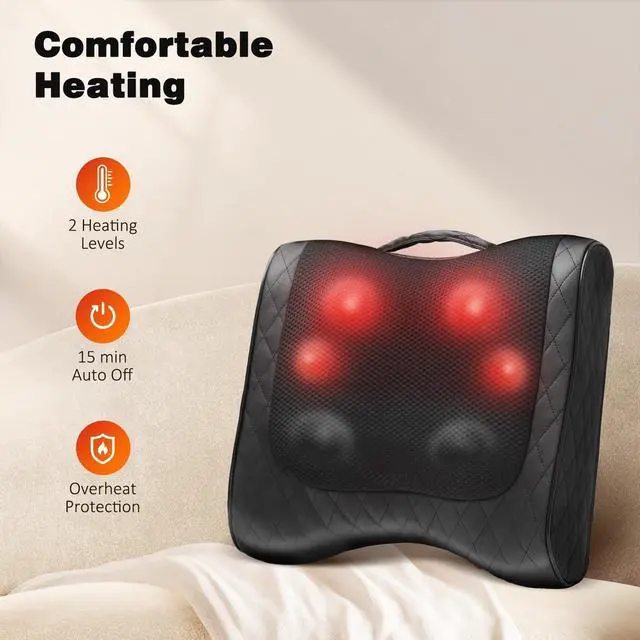 Alt view image 4 of 7 - Back Massager with Heat, Percussion & Shiatsu 2-in-1 Massager for Lower Back Pain Relief, 3D Deep Tissue Kneading Massage Pillow for Back, Waist, Leg, Foot Relax, Gifts for Women Men