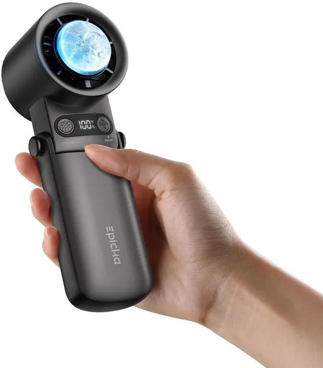 Main image of Portable Handheld Fan with Ice Cooler - 25H Runtime, Rechargeable 6800mAh Personal Turbo Fan with Power Bank, Fast Charging, 0-100 Speed, Gifts for Women, Summer Travel Essentials, Black