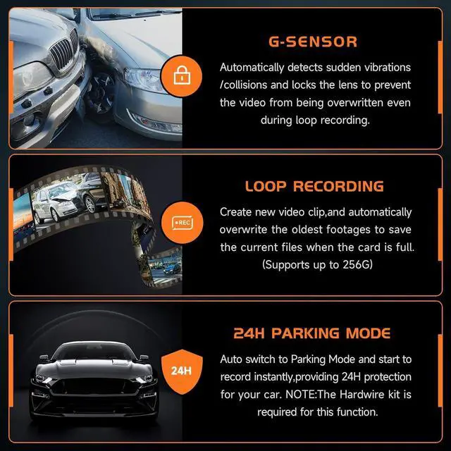 Alt view image 4 of 6 - Dash Cam 2.5K Dash Camera for Cars, V200 WiFi Dash Cam Front, Wireless Dashcam with App, WDR Night Vision, G-Sensor Dash Camera, 24H Parking Mode, Loop Recording, Support 256GB Max