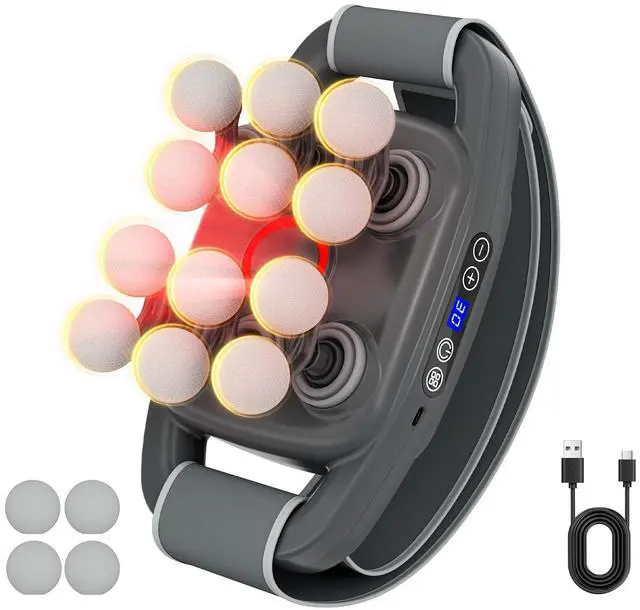 Main image of Cordless Neck and Back Massager with Heat, 12 Professional Massage Heads, 30 Adjustable Intensity Levels, 3 Massage Modes for Deep Tissue Relief, Includes Bonus 4 Heads & Shoulder Strap