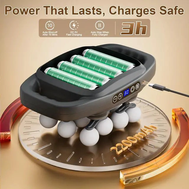 Alt view image 3 of 7 - Cordless Neck and Back Massager with Heat, 12 Professional Massage Heads, 30 Adjustable Intensity Levels, 3 Massage Modes for Deep Tissue Relief, Includes Bonus 4 Heads & Shoulder Strap
