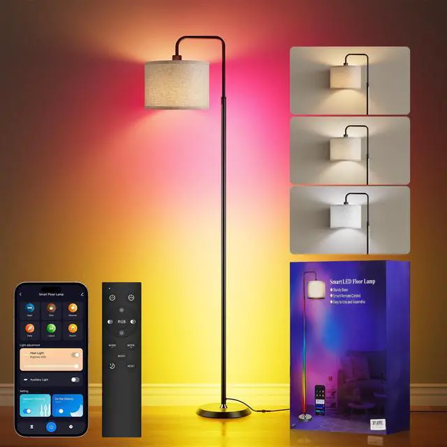 Main image of Smart LED Floor Lamp with APP Control & RGB Colors - 69'' Dimmable Standing Lamp for Living Room Bedroom,12W Bulb Included Timer